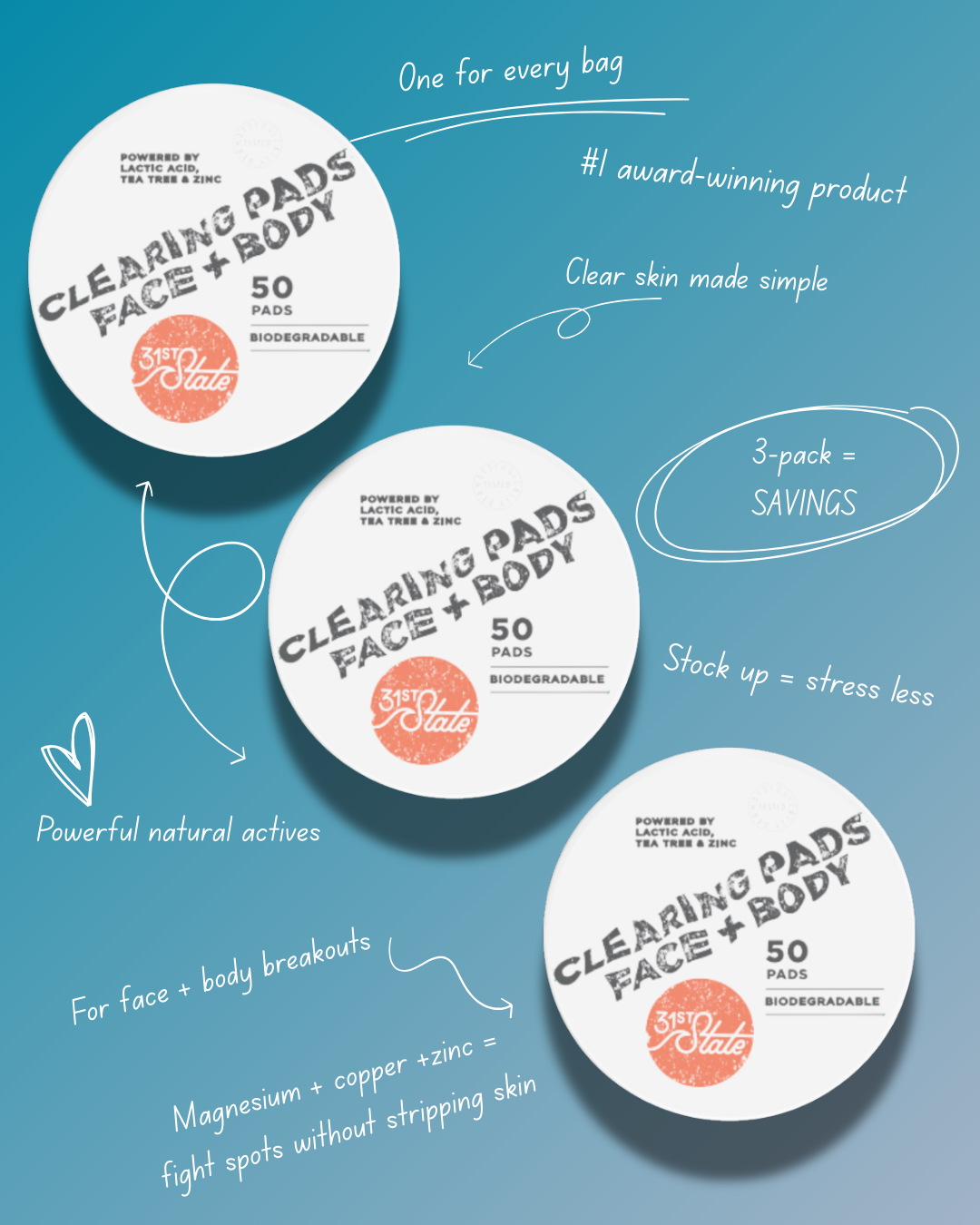 Clearing Pads Face + Body - Set of 3